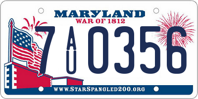 MD license plate 7AU0356