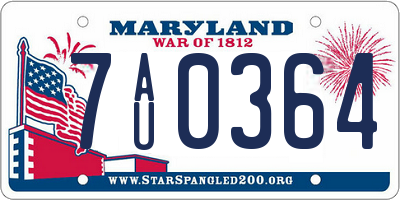 MD license plate 7AU0364