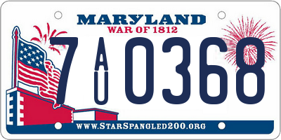 MD license plate 7AU0368