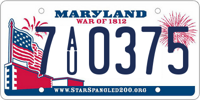 MD license plate 7AU0375