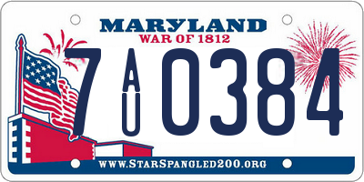MD license plate 7AU0384