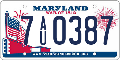 MD license plate 7AU0387