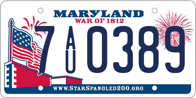 MD license plate 7AU0389