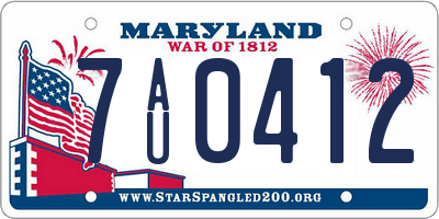 MD license plate 7AU0412