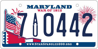 MD license plate 7AU0442