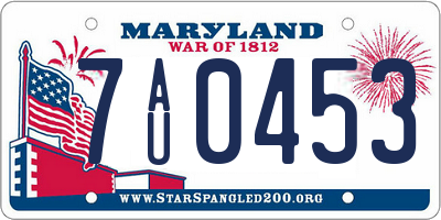 MD license plate 7AU0453