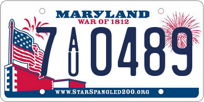 MD license plate 7AU0489