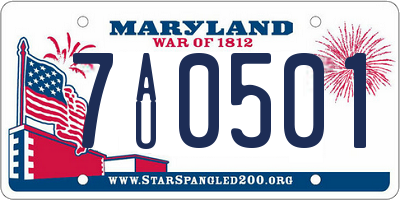 MD license plate 7AU0501