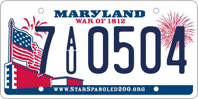 MD license plate 7AU0504