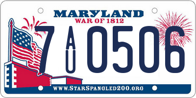 MD license plate 7AU0506