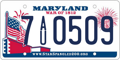 MD license plate 7AU0509