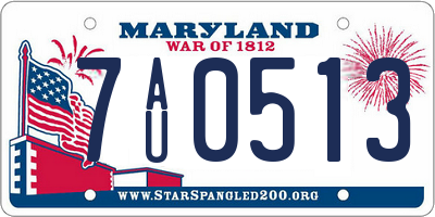 MD license plate 7AU0513