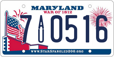 MD license plate 7AU0516