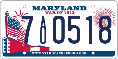 MD license plate 7AU0518