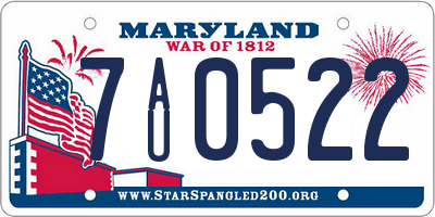 MD license plate 7AU0522