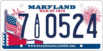 MD license plate 7AU0524