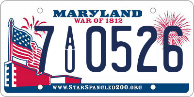 MD license plate 7AU0526