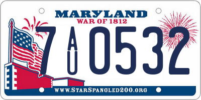 MD license plate 7AU0532