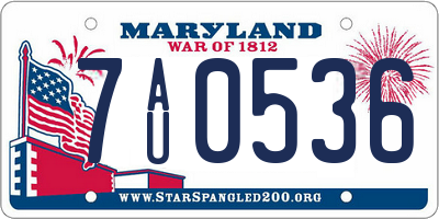 MD license plate 7AU0536
