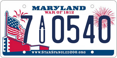 MD license plate 7AU0540