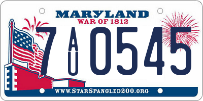 MD license plate 7AU0545