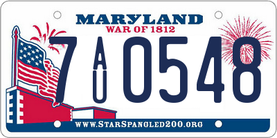 MD license plate 7AU0548