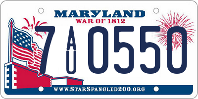 MD license plate 7AU0550