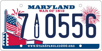 MD license plate 7AU0556
