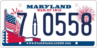 MD license plate 7AU0558