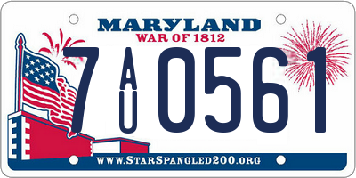 MD license plate 7AU0561