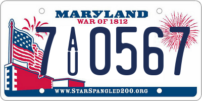 MD license plate 7AU0567