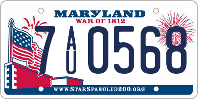 MD license plate 7AU0568