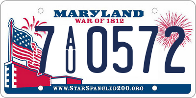 MD license plate 7AU0572