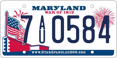 MD license plate 7AU0584