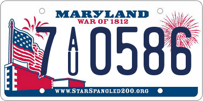 MD license plate 7AU0586