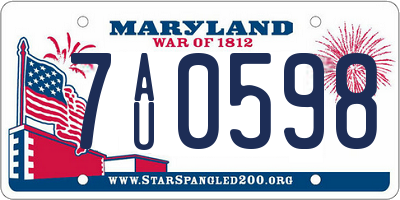 MD license plate 7AU0598
