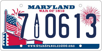 MD license plate 7AU0613