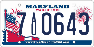 MD license plate 7AU0643