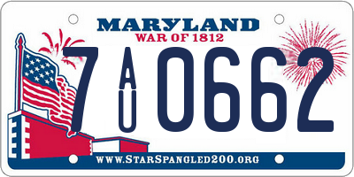 MD license plate 7AU0662