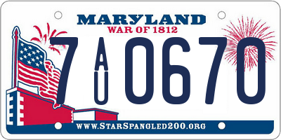 MD license plate 7AU0670