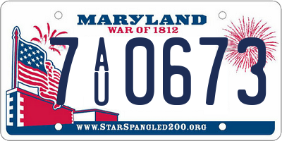 MD license plate 7AU0673