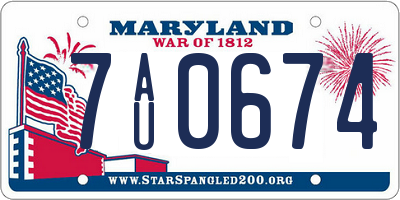 MD license plate 7AU0674