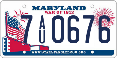 MD license plate 7AU0676