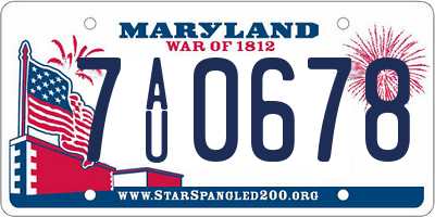 MD license plate 7AU0678
