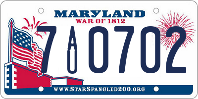 MD license plate 7AU0702