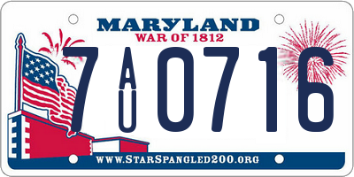 MD license plate 7AU0716