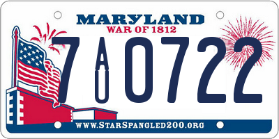 MD license plate 7AU0722