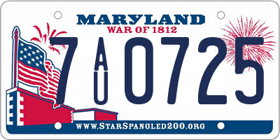 MD license plate 7AU0725