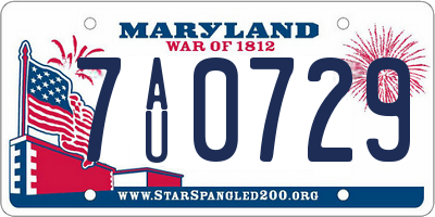 MD license plate 7AU0729