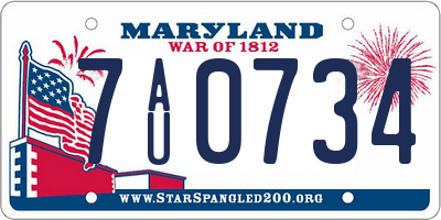 MD license plate 7AU0734